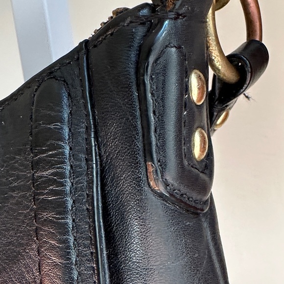 Coach Black Leather Shoulder Bag with Gold Accents - Picture 8 of 13